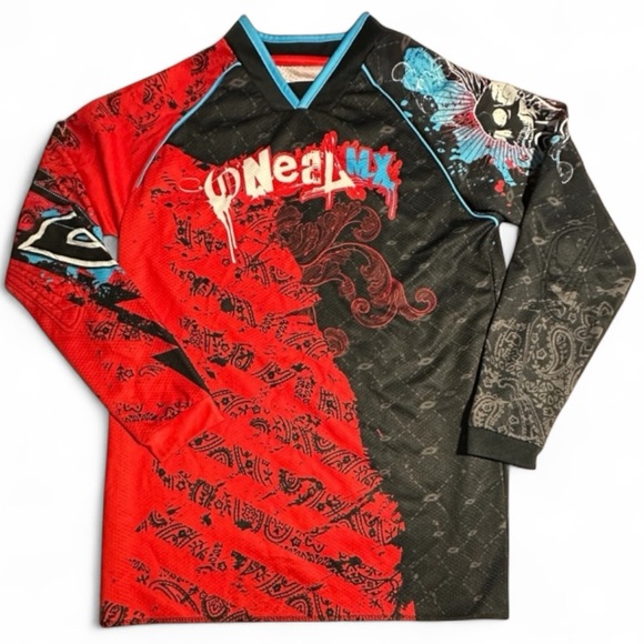 VTG O'Neal Mens MX Motocross Skull Racewear Moto Y2K Long Sleeve Jersey Size XXL - Picture 1 of 8